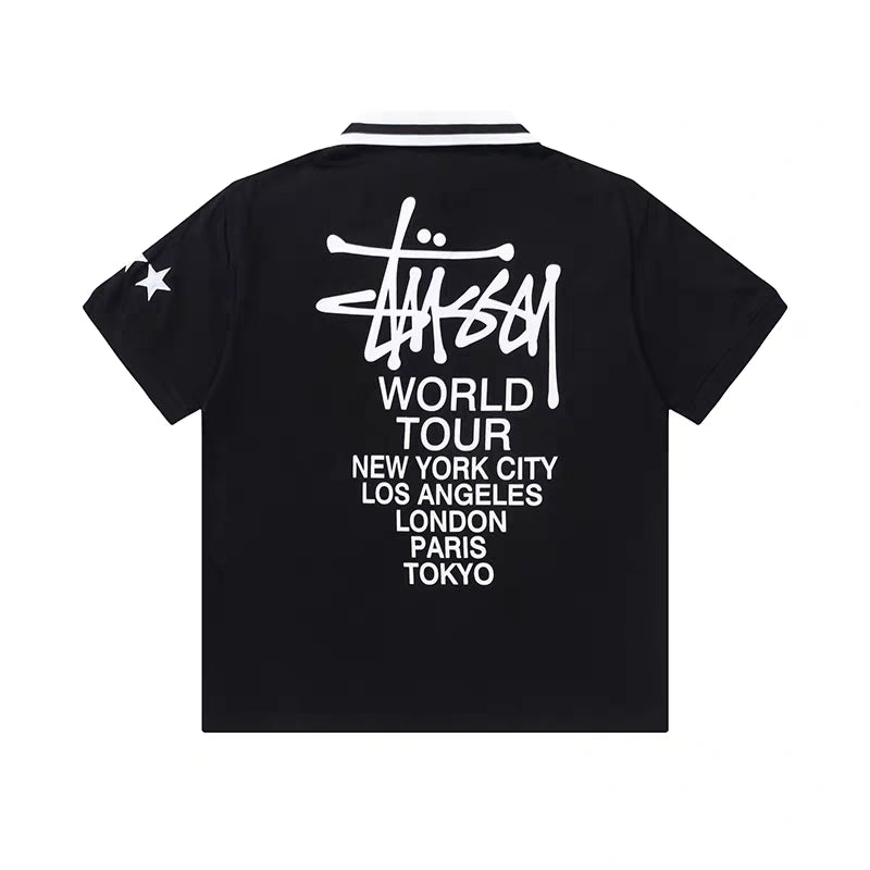 [BUNJANG] Stussy World Tour Short Sleeve Polo T-Shirt / 스투시 월드투어 반팔 카라티