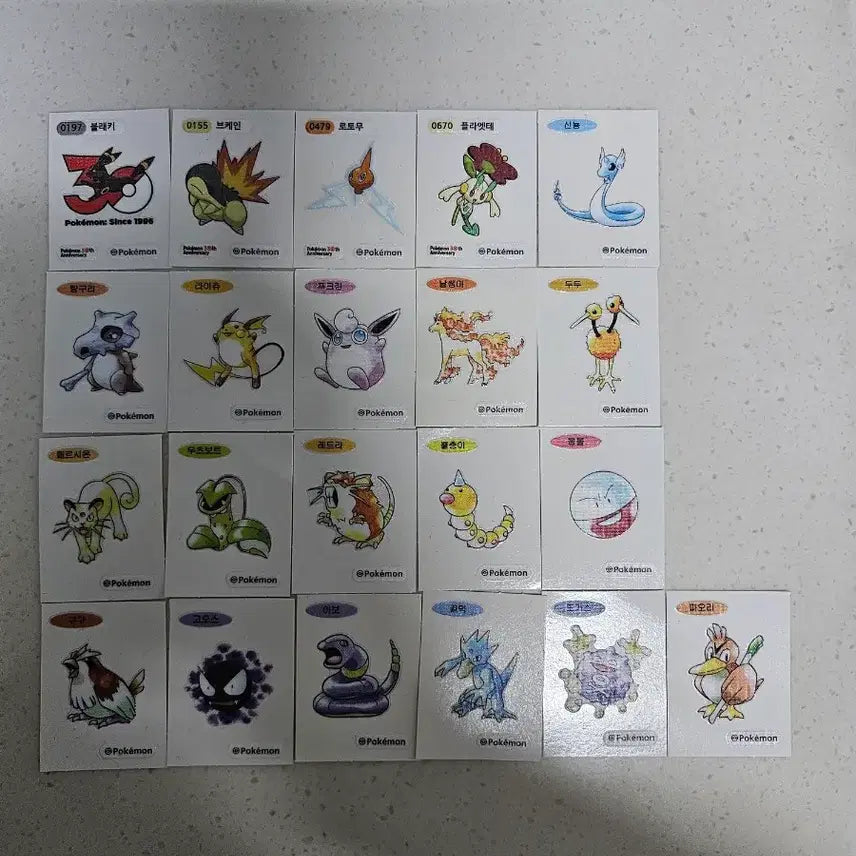 [BUNJANG] Pokemon Stickers 17-Piece Bundle Set / 포켓몬 띠부씰 21장 일괄