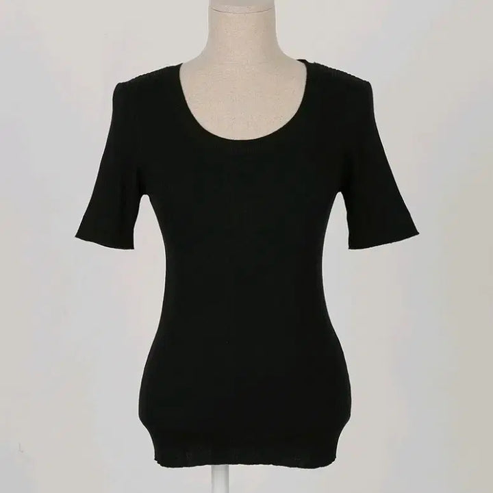 [BUNJANG] Round Neck Short Sleeve Knit Top / 라운드 반팔 니트