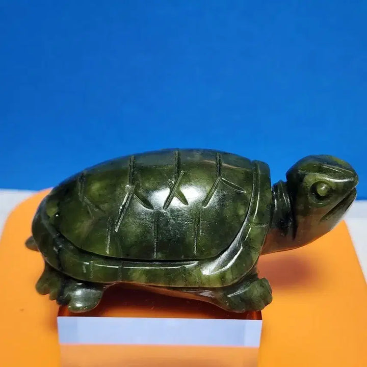 [BUNJANG] Natural Jade Turtle Sculpture with Stand / 천연 옥 거북이 조각상+받침대