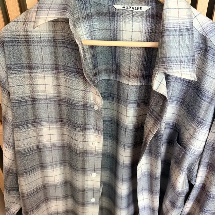 [BUNJANG] Auralee 23AW Super Light Wool Check Shirt Grey Check / 오라리 23 aw 그레이 체크셔츠