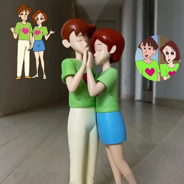 [BUNJANG] Crayon Shin-chan Chicken Skin Couple Resin Figure / 짱구는 못말려 닭살커플 레진피규어