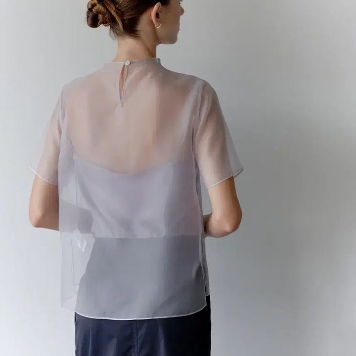 [BUNJANG] SIE Et Shear Blouse Misty Lavender / 새상품) 시에 에트 시어 블라우스(미스티라벤더, 피치베이지)