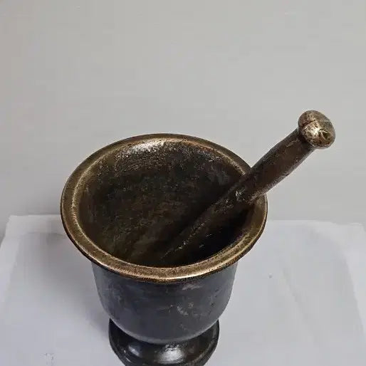 [BUNJANG] Antique Joseon Dynasty Bronze Mortar and Pestle Set / 옛날 조선시대 방짜유기 놋쇠  주물 놋절구 희귀절구 명품 놋쇠절구
