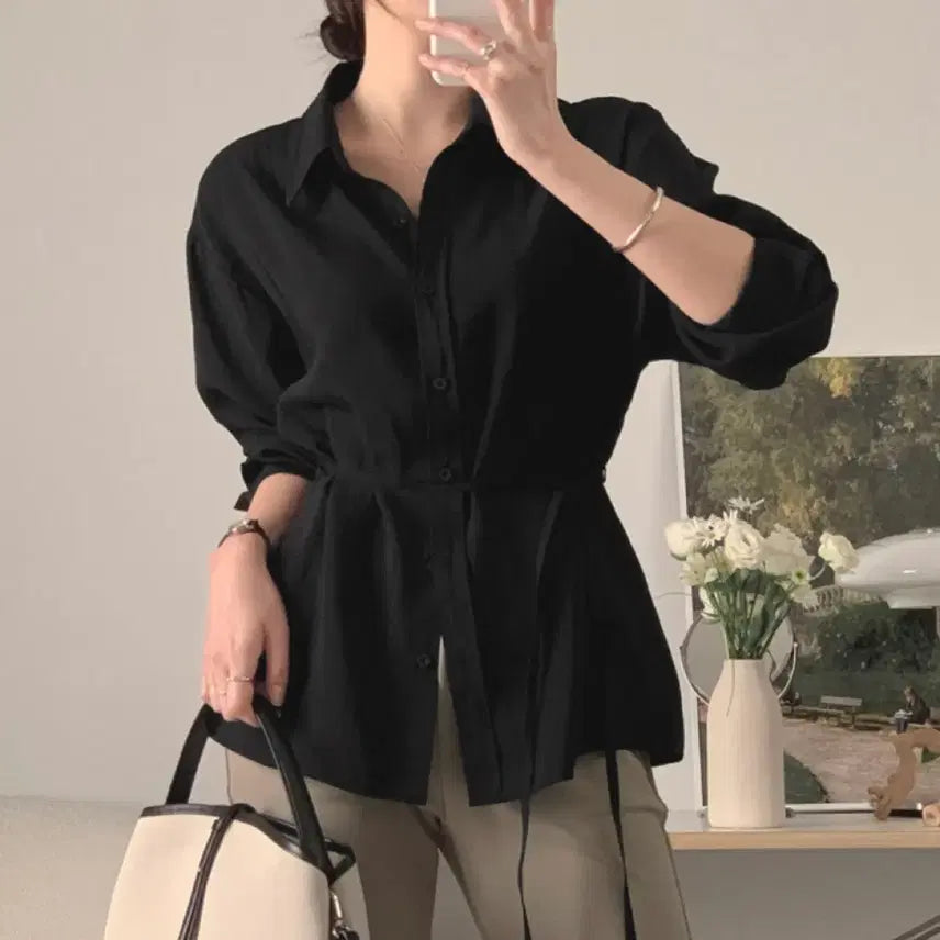 [BUNJANG] Thoughts Black Erda Strap Blouse / [사색] 에르데 스트랩 블라우스 블랙