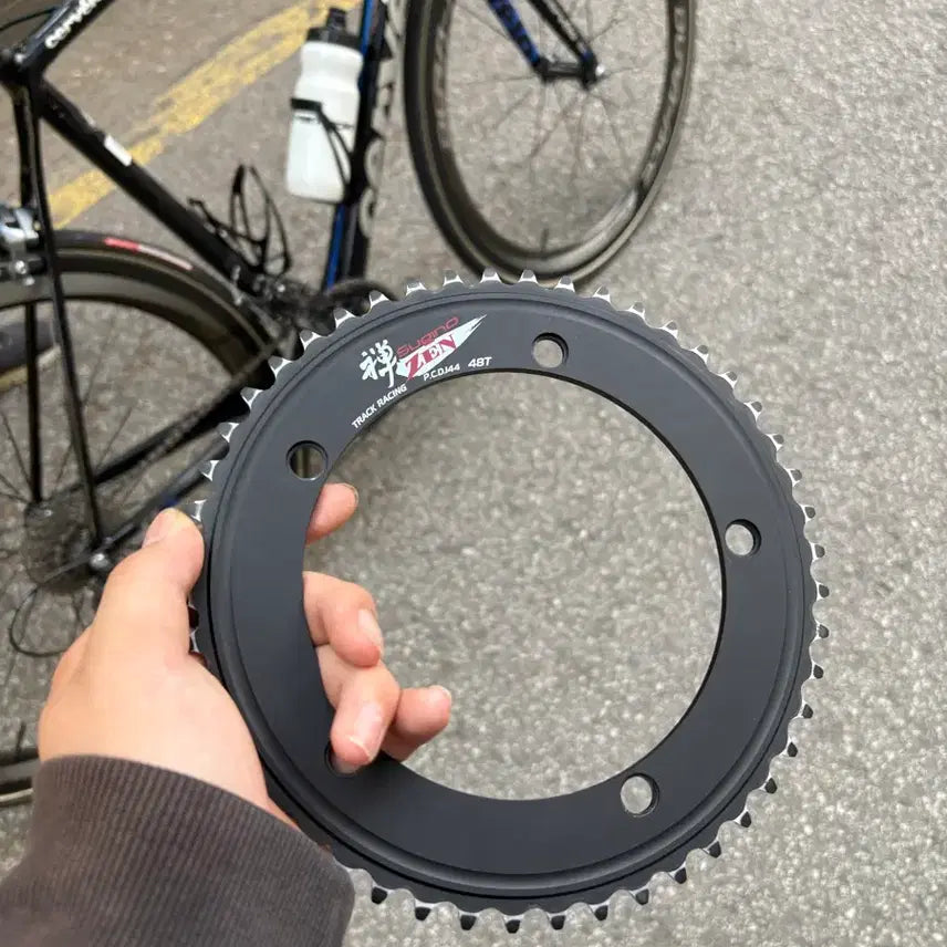 [BUNJANG] Sugino Black Zen Engraved 48T Chainring / 스기노 블랙젠 각인 100% 무하자 판/교