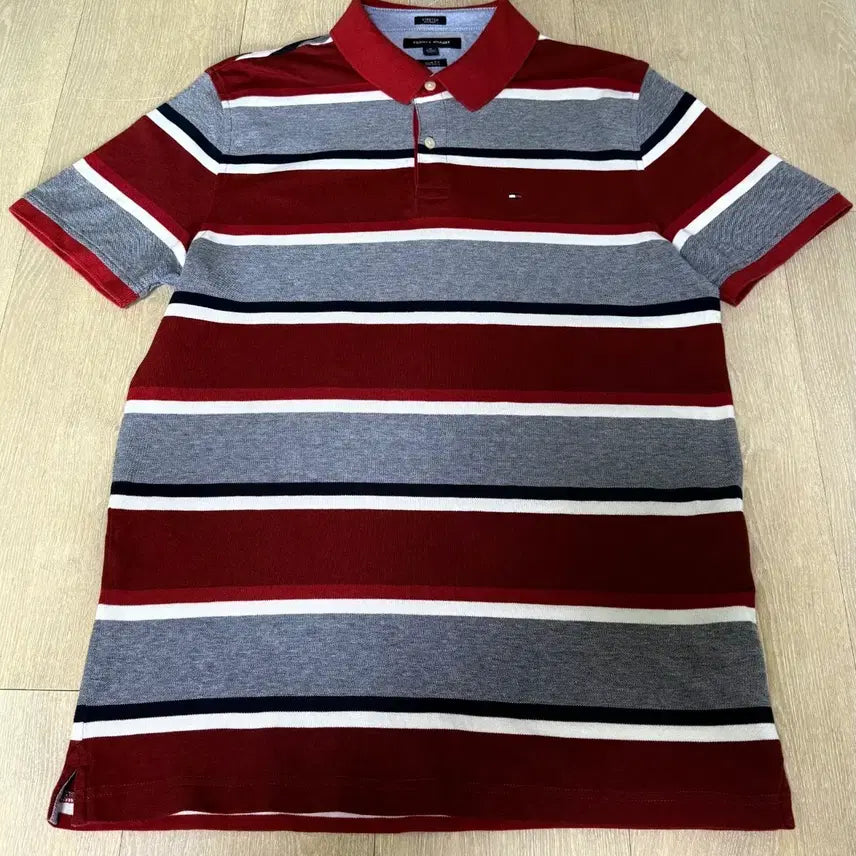 [BUNJANG] Tommy Hilfiger Striped Short Sleeve Polo Shirt Slim Fit XL / 타미힐피거 스트라이프 반팔 카라티 (슬림핏 XL)