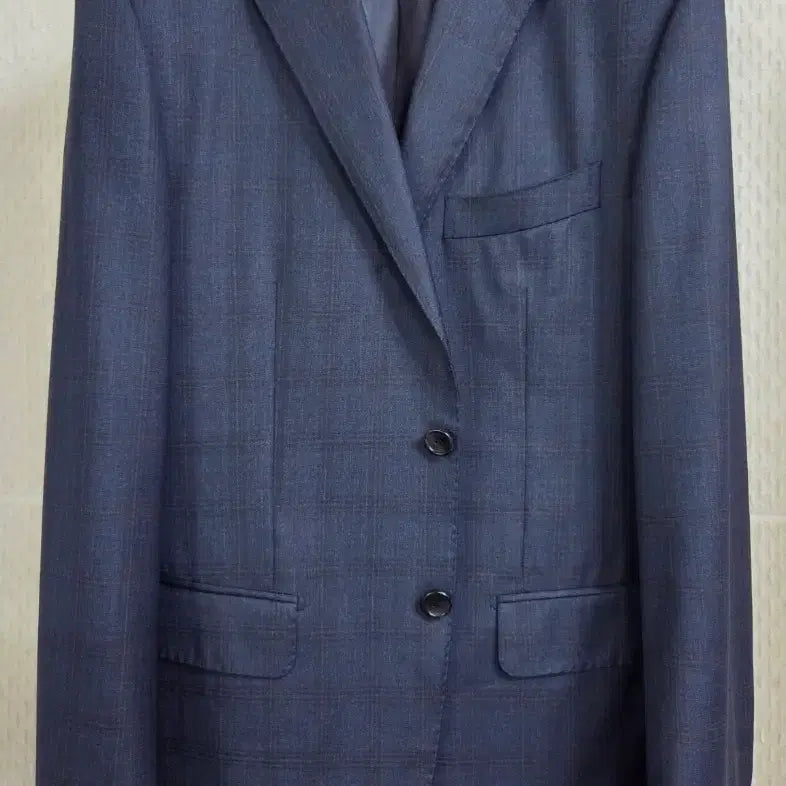 [BUNJANG] Galaxy Navy Check Wool Suit Jacket and Pants Set / 갤럭시 수젤로 정장 체크 네이비 97