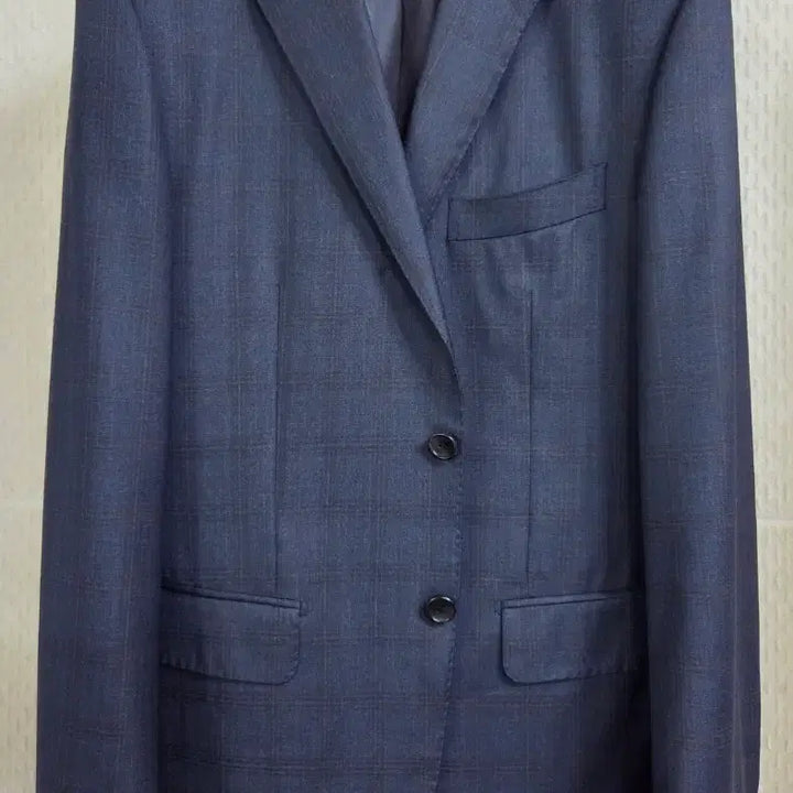 [BUNJANG] Galaxy Navy Check Wool Suit Jacket and Pants Set / 갤럭시 수젤로 정장 체크 네이비 97