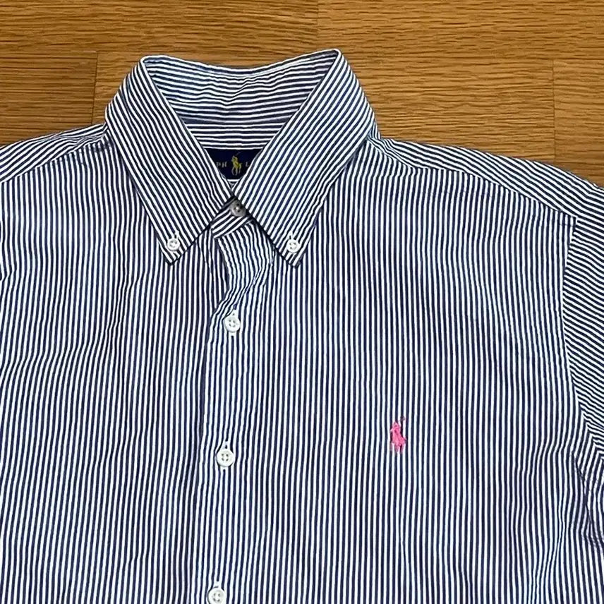 [BUNJANG] Polo Ralph Lauren Seersucker Stripe Short Sleeve Shirt M / 폴로 시어서커 스트라이프 반팔 셔츠