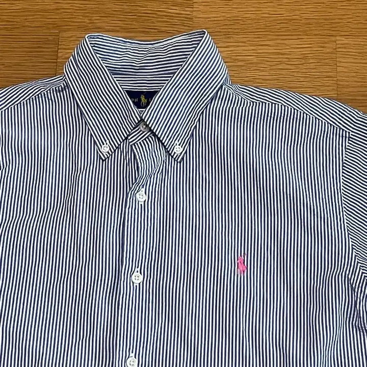 [BUNJANG] Polo Ralph Lauren Seersucker Stripe Short Sleeve Shirt M / 폴로 시어서커 스트라이프 반팔 셔츠