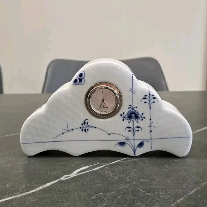 [BUNJANG] Royal Copenhagen Blue Palmette Table Clock / 덴마크 로얄 코펜하겐 Blue Palmette 탁상시계