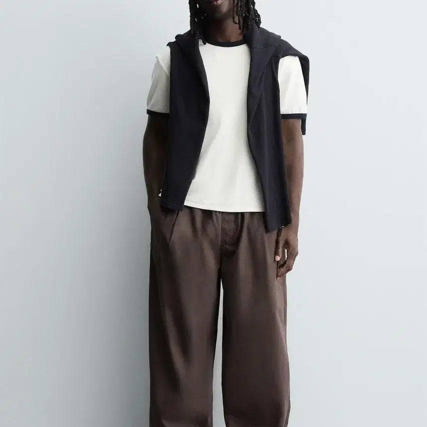 [BUNJANG] Zara Balloon Fit Pleated Trousers Brown Cotton / 자라 벌룬 팬츠 브라운 L사이즈 팝니다.