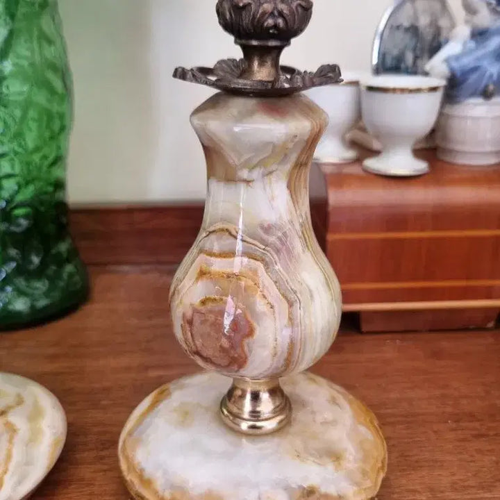 [BUNJANG] Italian Vintage Onyx Candlestick / 이태리 빈티지 오닉스 촛대
