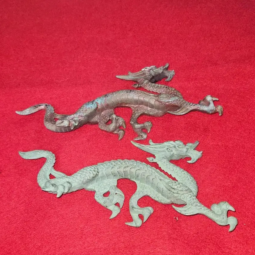 [BUNJANG] Antique Bronze Dragon Statues Set / [풍수/인테리어] 고풍스러운 동제 용 조각상 2마리 일괄 (쌍룡 기물)