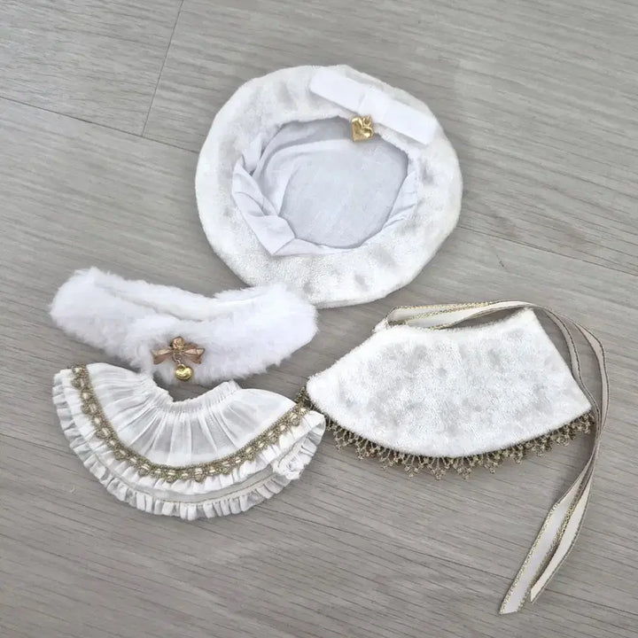 [BUNJANG] 10cm Doll Clothes Heart White Cape / 10깅망토 하트화이트 10cm 인형옷 10깅옷