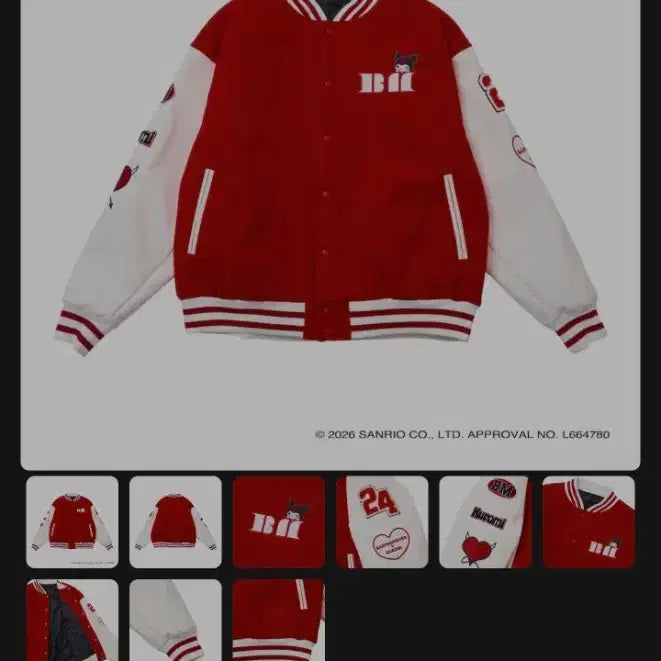 [BUNJANG] BABYMONSTER x Kuromi Collaboration Red Varsity Jacket / 베이비몬스터 쿠로미 레드 자켓 바시티 판매합니다.