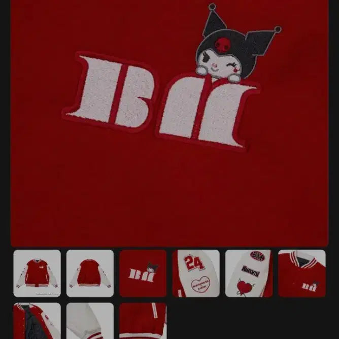 [BUNJANG] BABYMONSTER x Kuromi Collaboration Red Varsity Jacket / 베이비몬스터 쿠로미 레드 자켓 바시티 판매합니다.