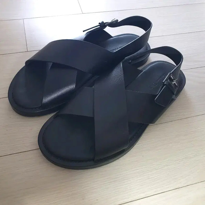 [BUNJANG] Massimo Dutti Black Leather Sandals 265mm (41) / 남265가죽 샌달