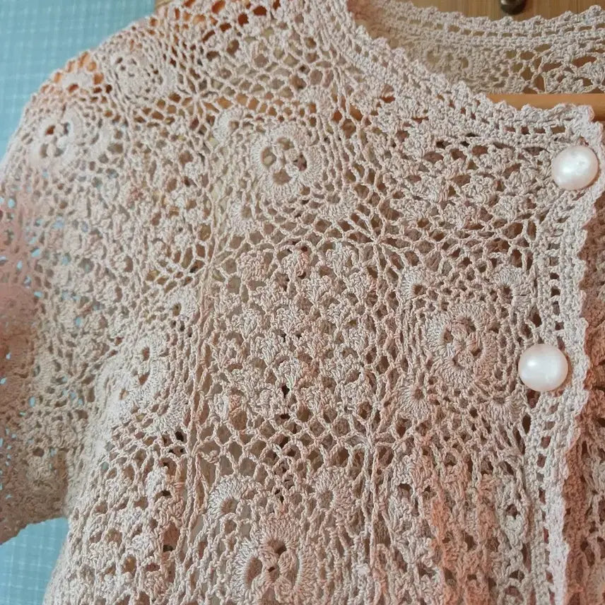 [BUNJANG] Handmade Knit Cardigan Beige / 핸드메이드))뜨개 가디건