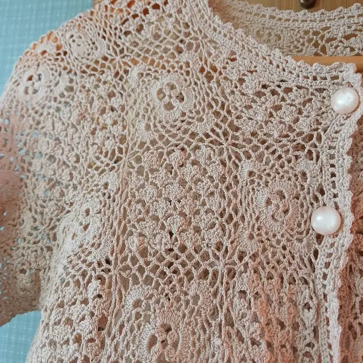 [BUNJANG] Handmade Knit Cardigan Beige / 핸드메이드))뜨개 가디건