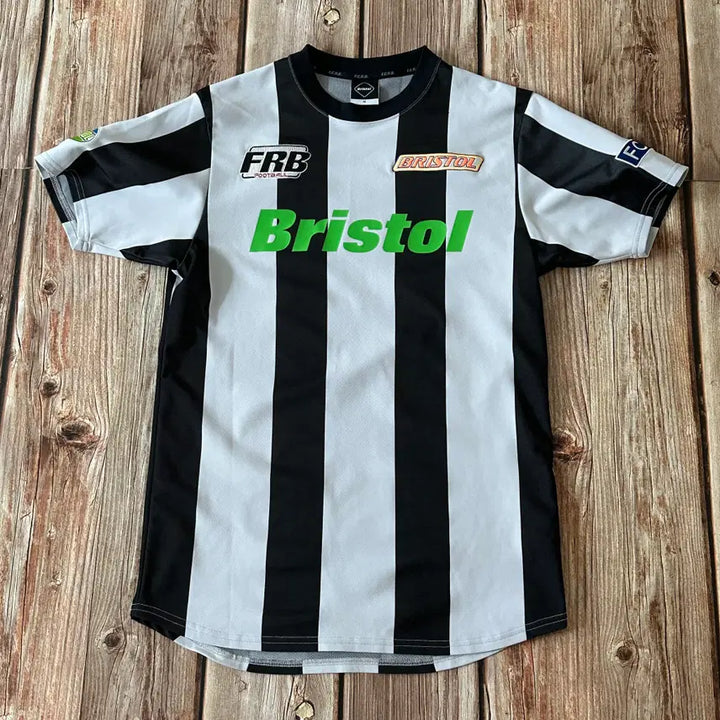 [BUNJANG] F.C.R.B. Polyester Stripe Short Sleeve Uniform T-Shirt (M) / F.C.R.B FC리얼브리스톨 유니폼 반팔 티셔츠 M사이즈