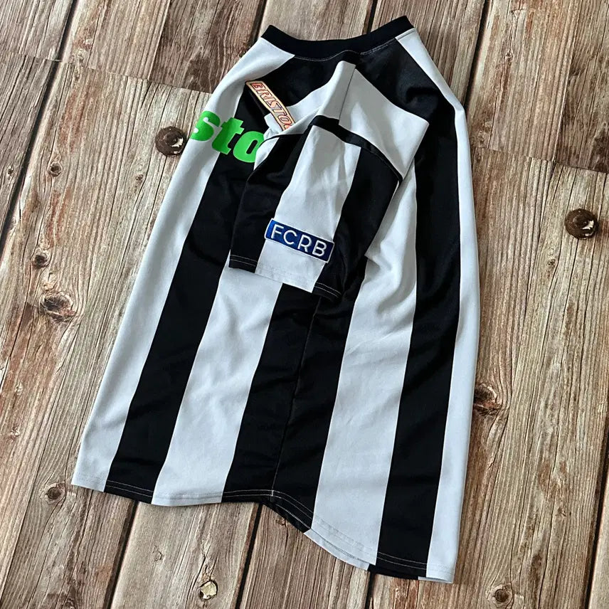 [BUNJANG] F.C.R.B. Polyester Stripe Short Sleeve Uniform T-Shirt (M) / F.C.R.B FC리얼브리스톨 유니폼 반팔 티셔츠 M사이즈