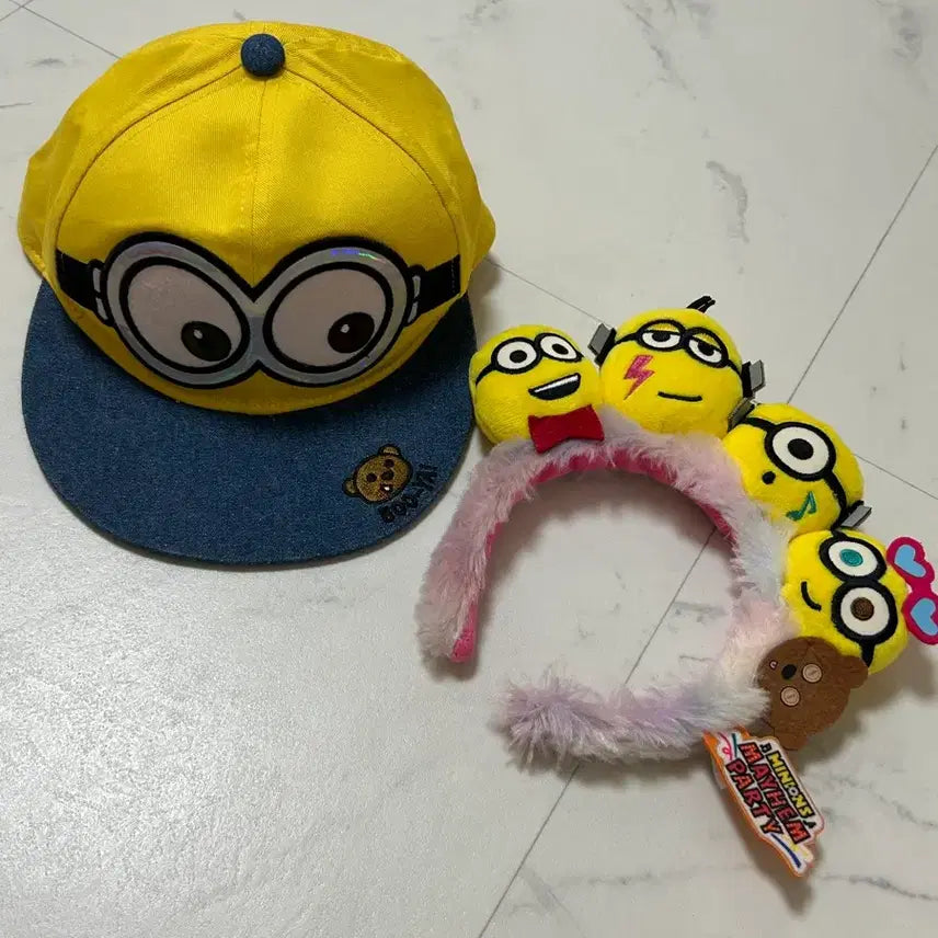 [BUNJANG] Universal Studios Japan Minions Hat &amp; Headband Bundle Set / 유니버셜 재팬 미니언즈 모자