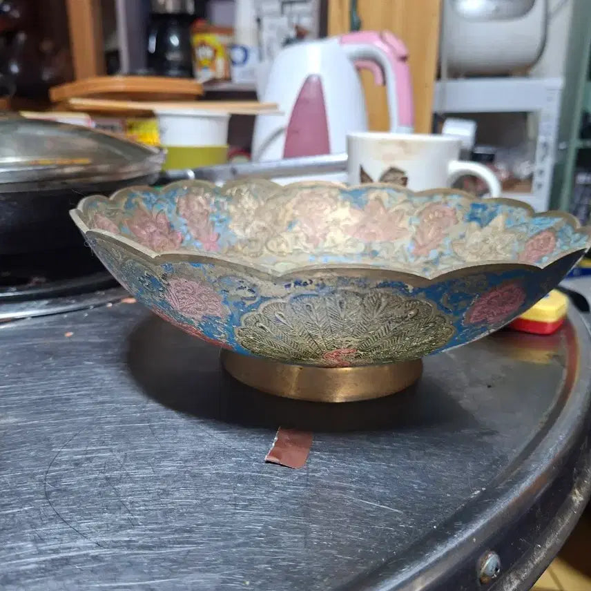 [BUNJANG] Vintage Peacock Brass Bowl / 빈티지 공작 문양 놋그릇