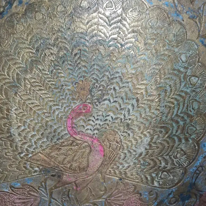 [BUNJANG] Vintage Peacock Brass Bowl / 빈티지 공작 문양 놋그릇