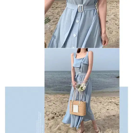 [BUNJANG] ATTRANGE Summer Long Dress Sky Blue / 아뜨랑스)여름원피스