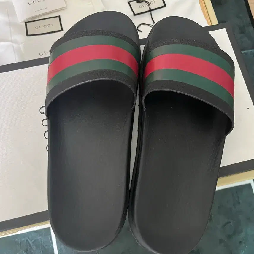 [BUNJANG] Gucci Web Stripe Slide Sandals / 구찌 웹 삼선 슬리퍼 슬라이드 샌들 280