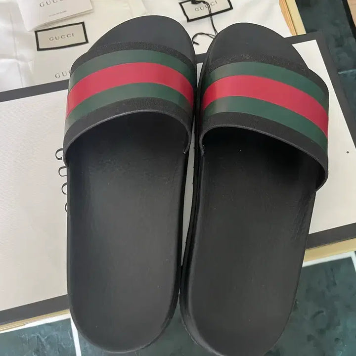 [BUNJANG] Gucci Web Stripe Slide Sandals / 구찌 웹 삼선 슬리퍼 슬라이드 샌들 280