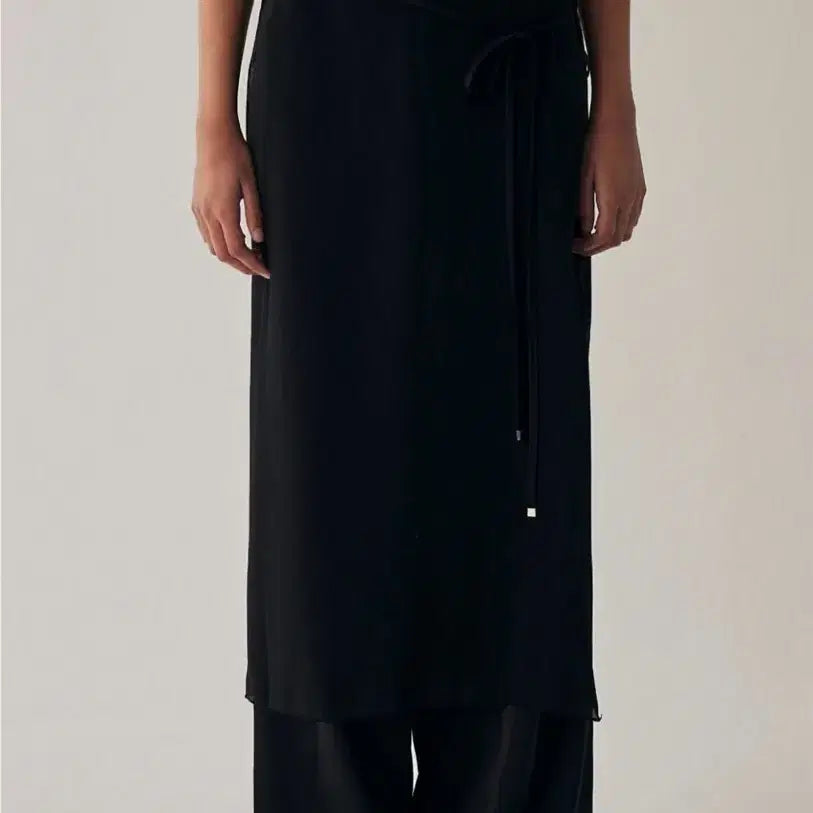 [BUNJANG] Trimingbird See-through Strap Wrap Pants Black / 트리밍버드 시스루 스트랩 랩 팬츠 블랙