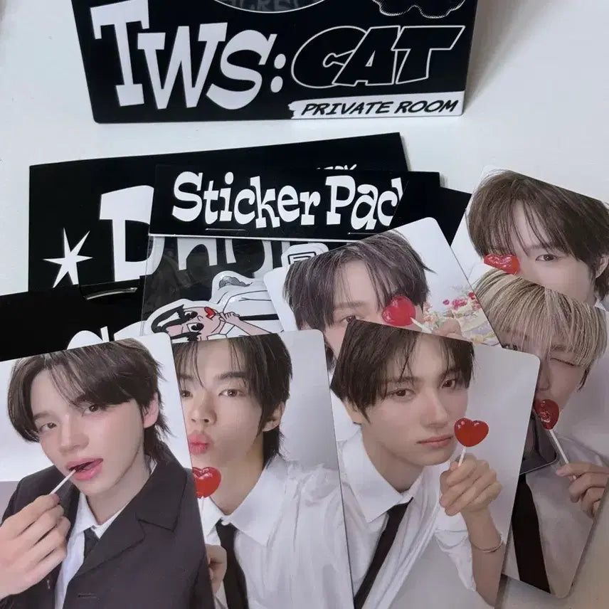 [BUNJANG] TWS Romeo Cat Album Photocard, Sticker, Photobook, and Mini CD Bundle Set (Excluding Cat Plush) / 투어스 로미오캣 포카+스티커+포토북+cd (투냥이 제외) tws
