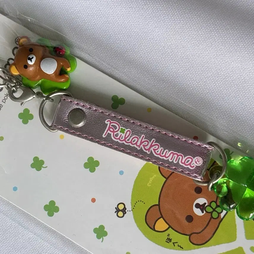 [BUNJANG] San-X Rilakkuma Clover Classic Strap Mascot Lucky Keychain / 산엑스 리락쿠마 클로버 고전 스트랩 마스코트 행운 키링 고전문구
