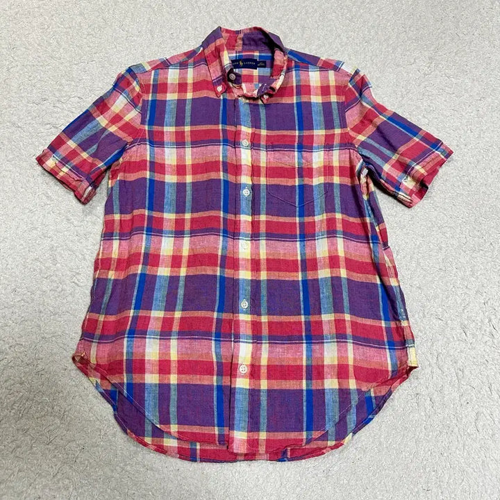 [BUNJANG] Polo Ralph Lauren Linen Check Short Sleeve Shirt Women&