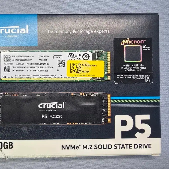 [BUNJANG] Micron P5 1TB NVMe SSD / 마이크론 P5 1TB, 하이닉스 PC801 256GB
