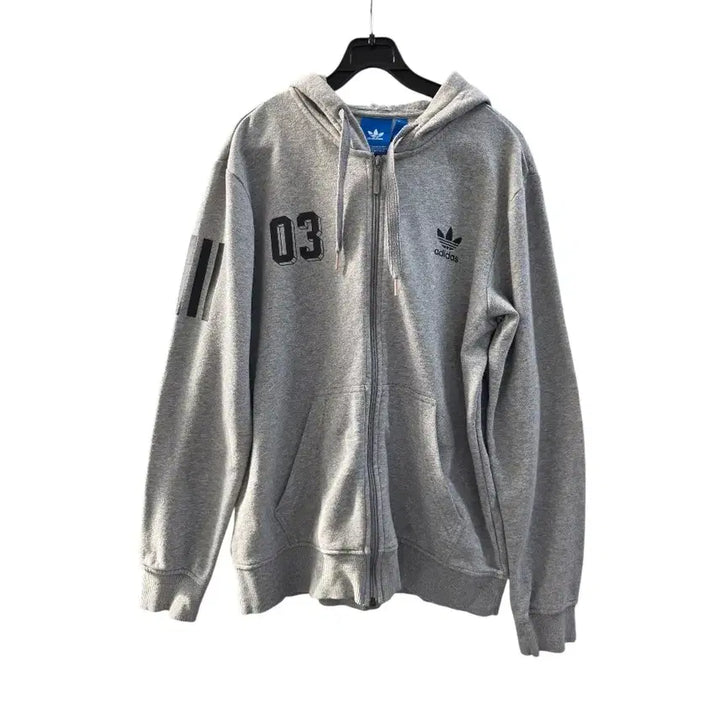 [BUNJANG] Adidas Back Printing Hooded Zip-Up Grey / [프립]110/아디다스 백 프린팅 후드집업 그레이