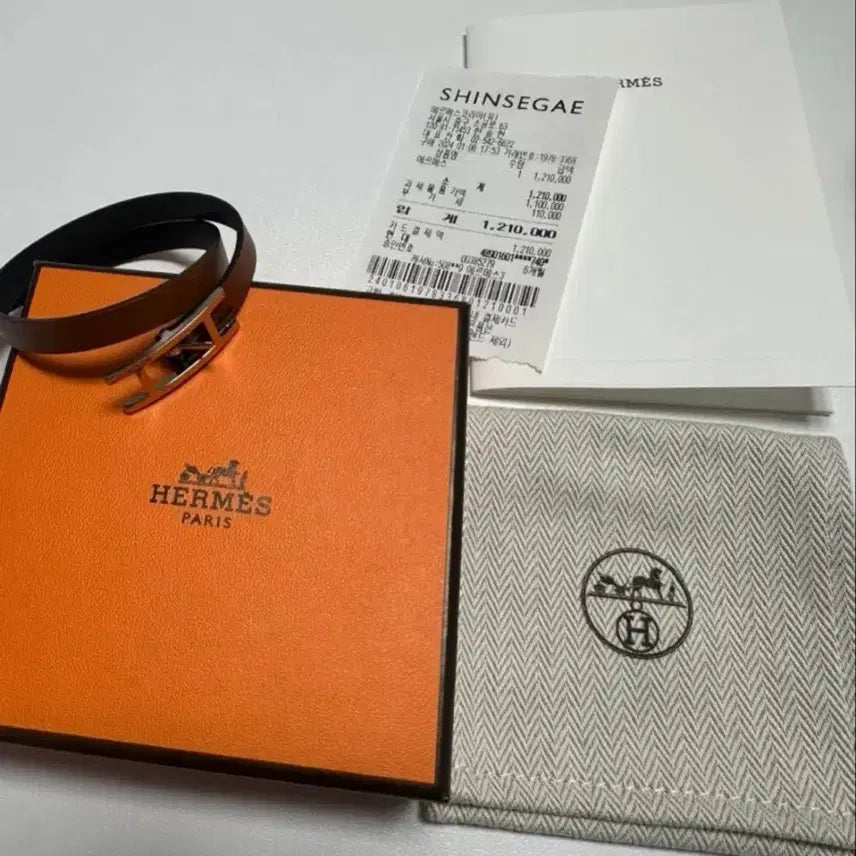 [BUNJANG] Hermès Bihappy Double Tour Bracelet Silver Buckle Leather / 에르메스 비하피 더블 투어 팔찌(마지막 할인 )