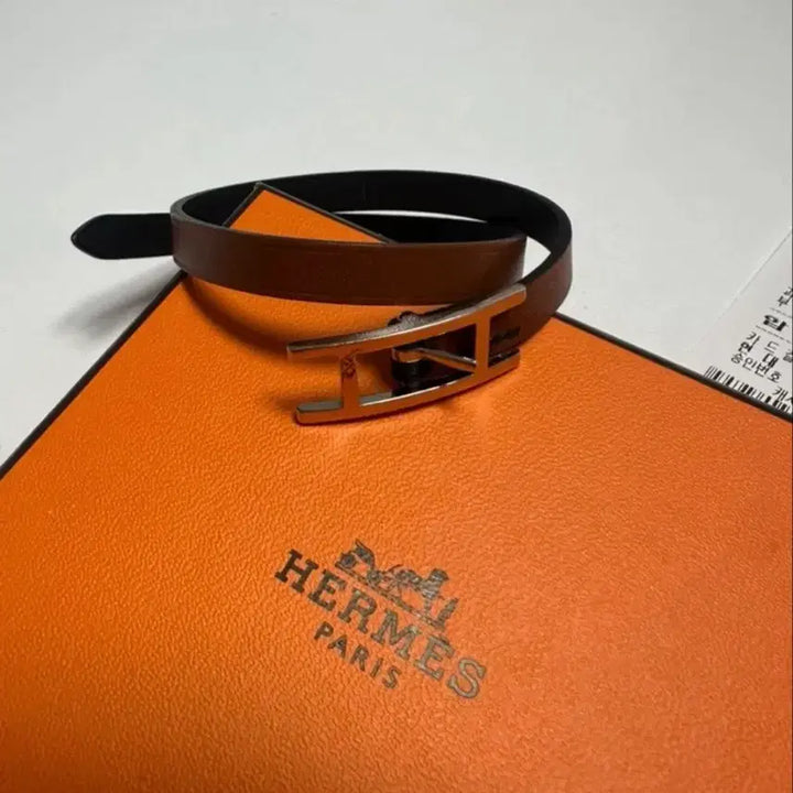 [BUNJANG] Hermès Bihappy Double Tour Bracelet Silver Buckle Leather / 에르메스 비하피 더블 투어 팔찌(마지막 할인 )