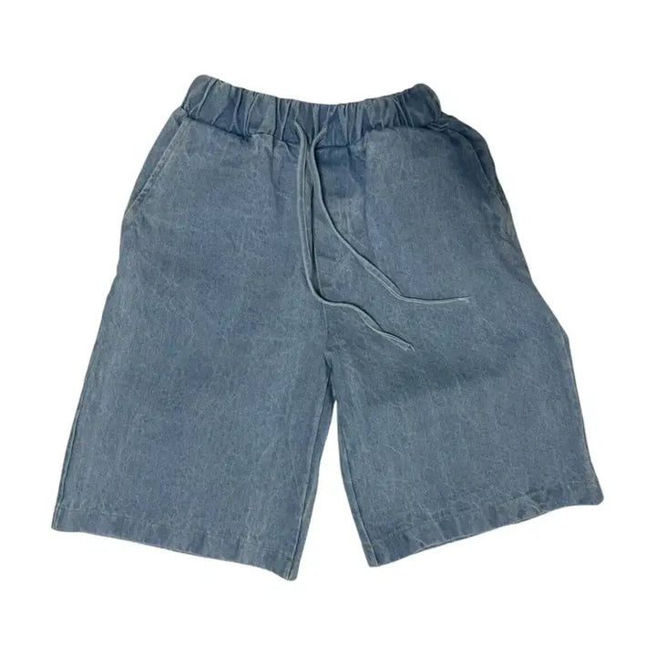 [BUNJANG] Bermuda Denim Wide Banding Pants / 버뮤다 데님 와이드 밴딩 팬츠