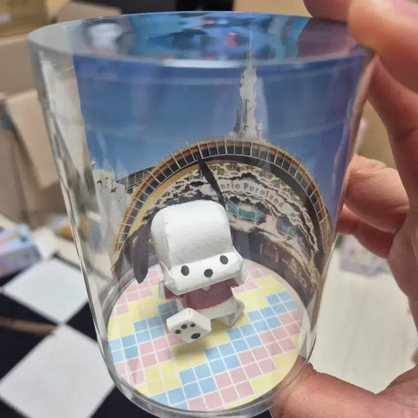 [BUNJANG] Sanrio Pochacco Paper Figure with Pouch - 1999 Puro Land / 1999년 고전 산리오 퓨로랜드 포차코 종이 피규어