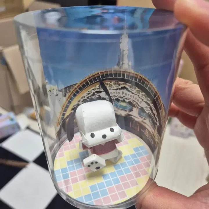 [BUNJANG] Sanrio Pochacco Paper Figure with Pouch - 1999 Puro Land / 1999년 고전 산리오 퓨로랜드 포차코 종이 피규어