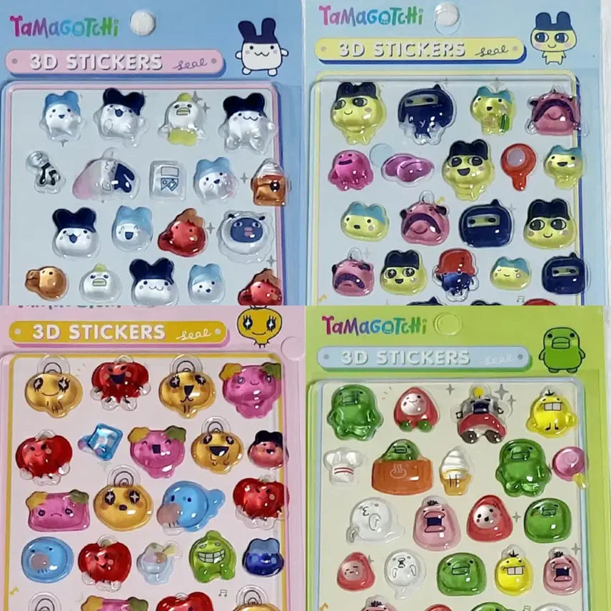 [BUNJANG] Tamagotchi Bonbon Drop 3D Holographic Stickers / 다마고치 봉봉드롭 3D입체스티커 주댕치 구치파치 메메치