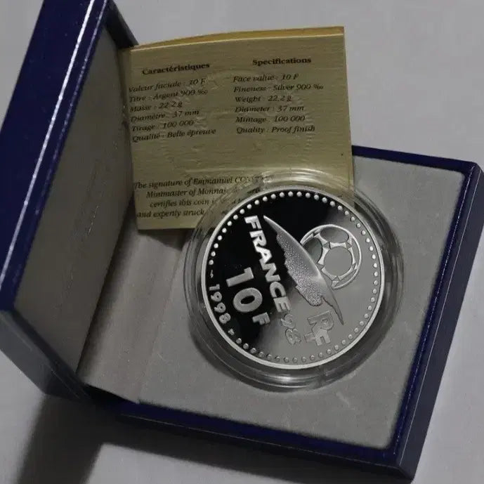 [BUNJANG] 1998 France World Cup Commemorative 10 Franc Silver Coin / 1998 프랑스 월드컵 기념 10프랑 은화