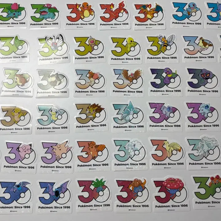 [BUNJANG] Pokemon 30th Anniversary Logo Stickers - Complete Set (Gen 1, 1-151) / 포켓몬스터 30주년 로고스티커 1세대 전종 151