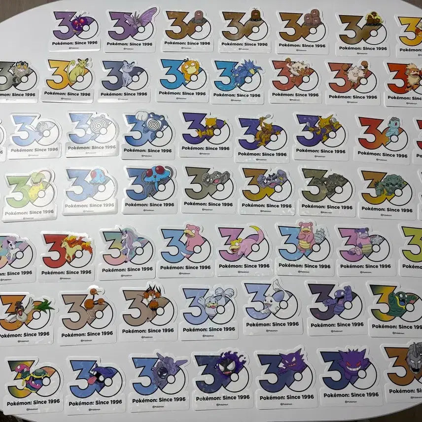 [BUNJANG] Pokemon 30th Anniversary Logo Stickers - Complete Set (Gen 1, 1-151) / 포켓몬스터 30주년 로고스티커 1세대 전종 151