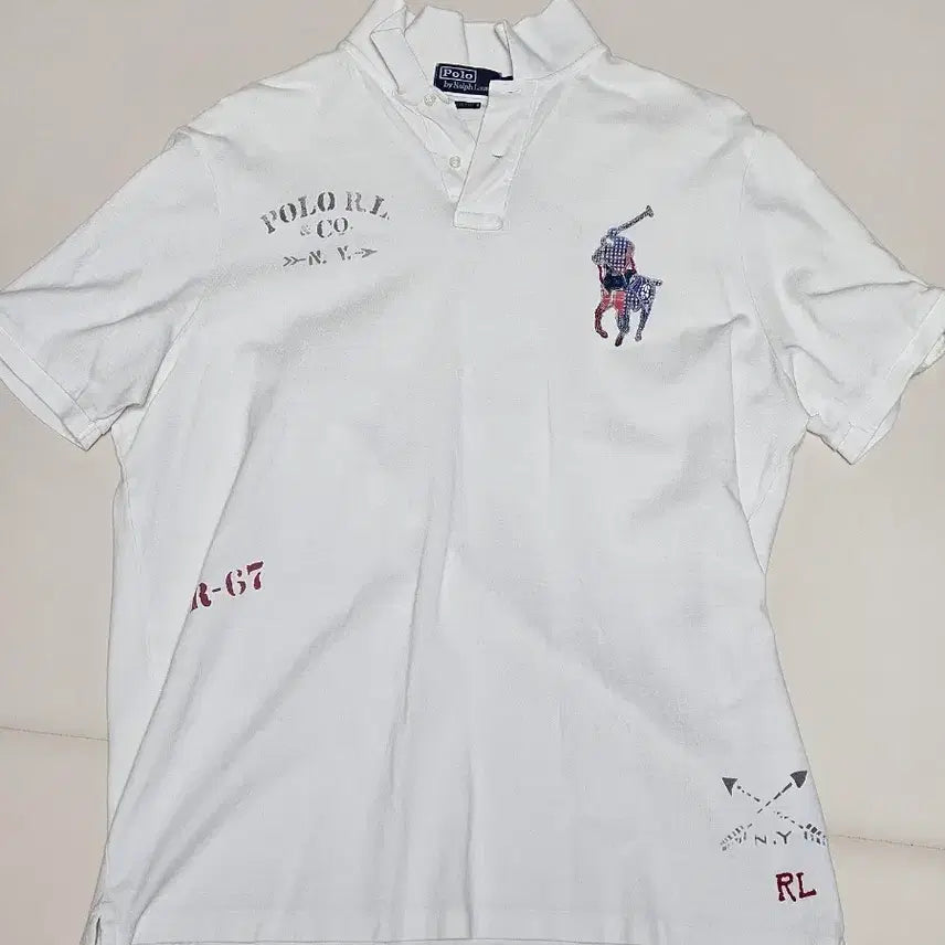 [BUNJANG] Polo Ralph Lauren Big Pony Custom Fit T-Shirt - White, Size L / 폴로 랄프로렌 빅포니 반팔 카라티 화이트 custom fit L