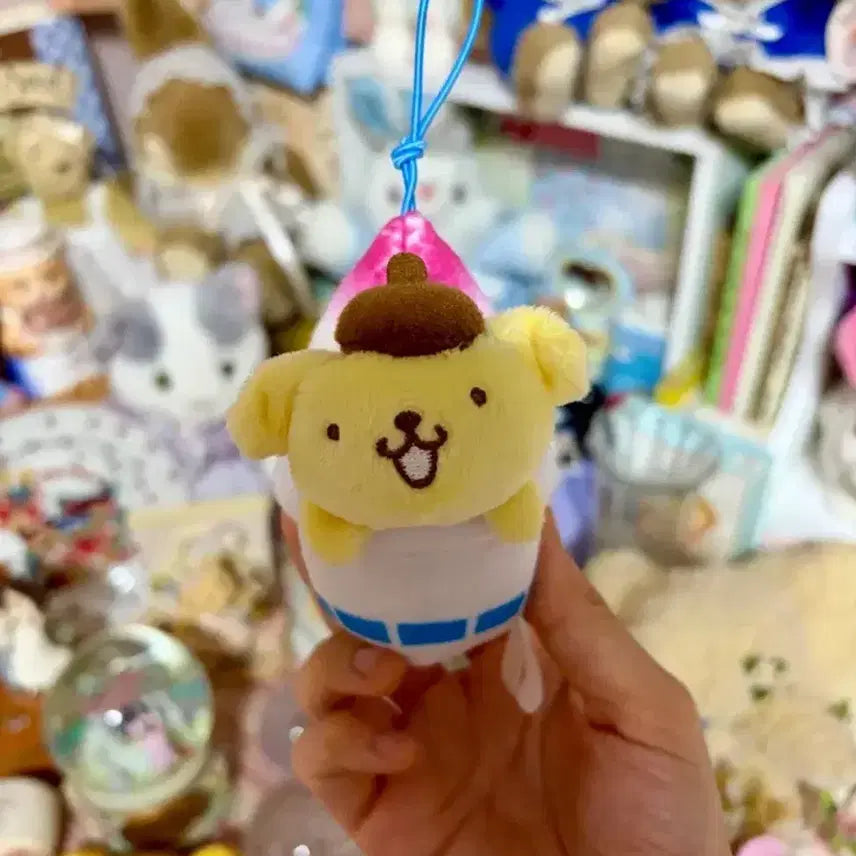 [BUNJANG] Sanrio Pompompurin Shaved Ice Plush Keyring / 산리오 폼폼푸린 빙수 인형키링